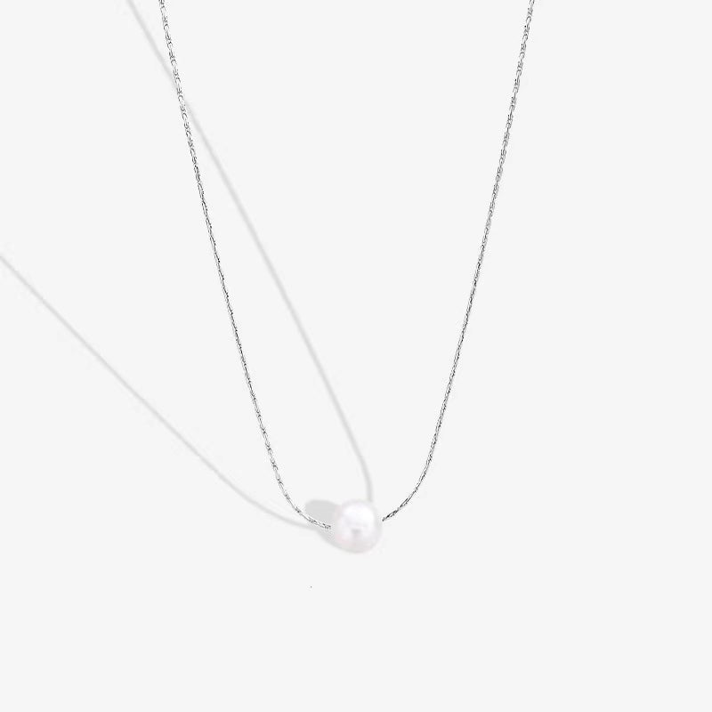 Collier Planet en argent massif S925 avec véritable perle d'eau douce