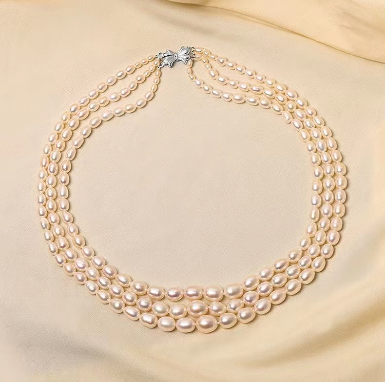 Collar Trinity de auténtica perla barroca de agua dulce