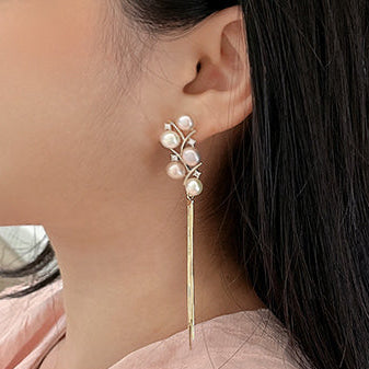 Pendientes Dream de auténticas perlas de agua dulce tejidas