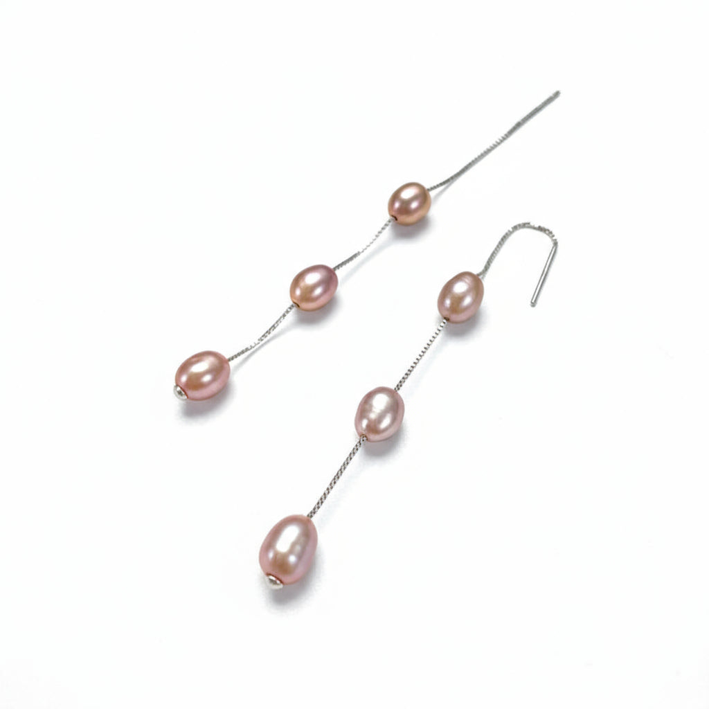 Genuine Freshwater Pearl S925 Silver Éline Threader Earrings