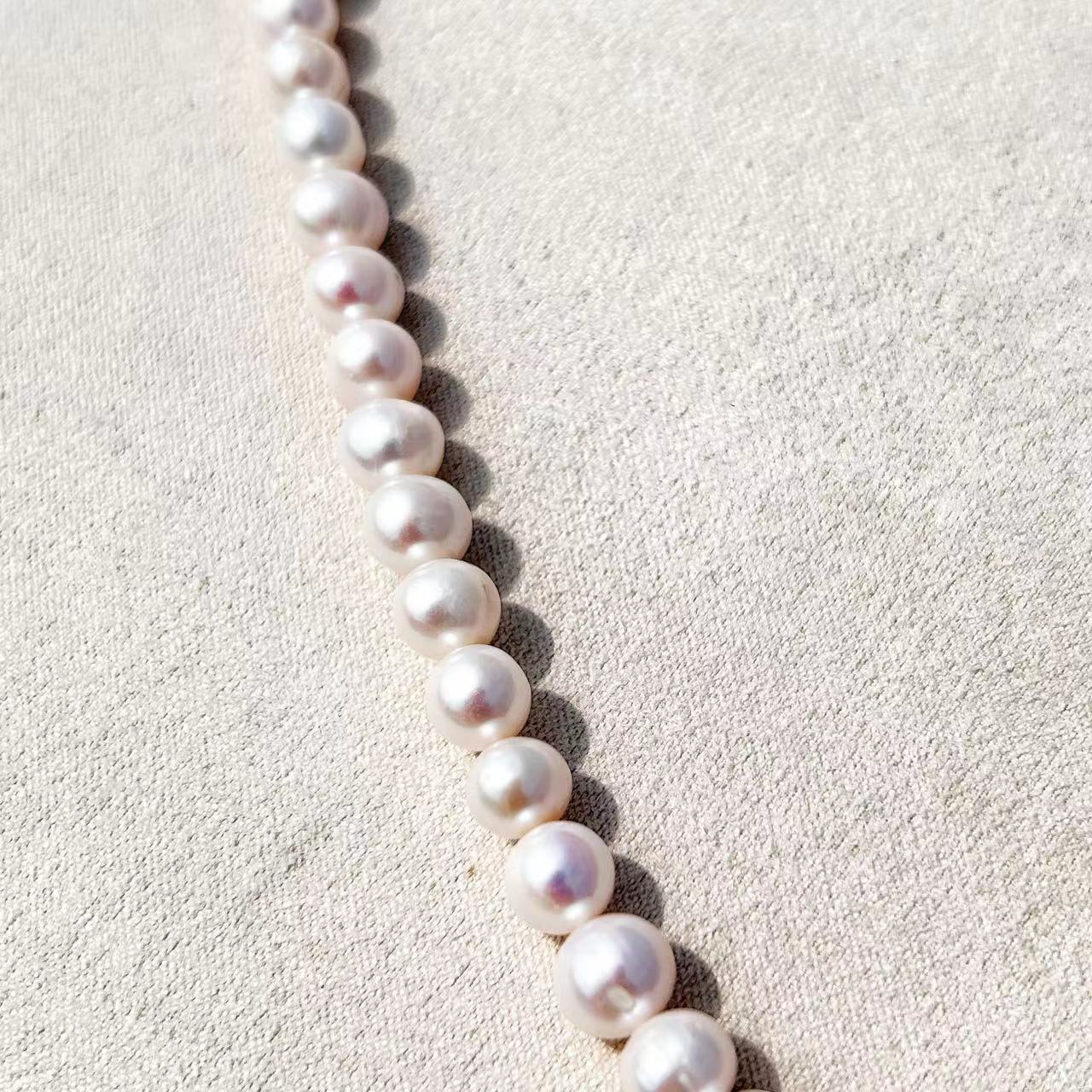 Collier en perles d'eau douce véritables gingko - Perles d'eau douce de 8 à 9 mm