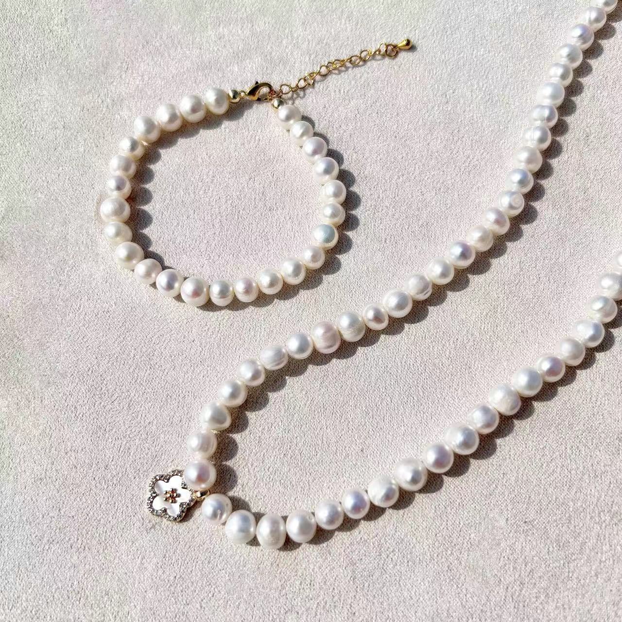 Conjunto de jardín de ensueño con perlas de agua dulce genuinas