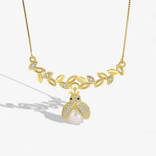 Collier en argent massif S925 avec perles baroques authentiques et diamants