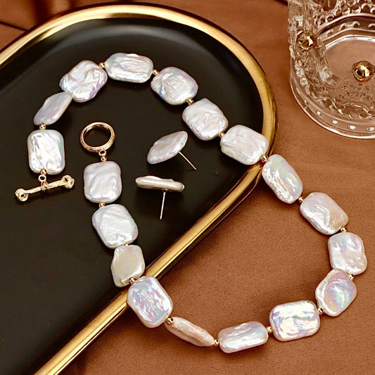 Conjunto Aurora de auténtica perla barroca de agua dulce