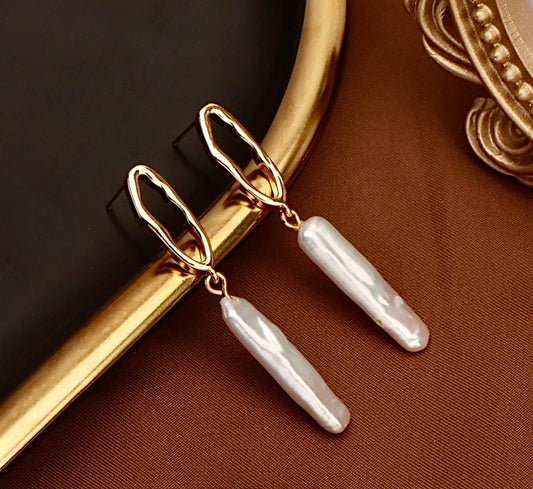 Genuine Freshwater Baroque Pearl Candle Earrings
