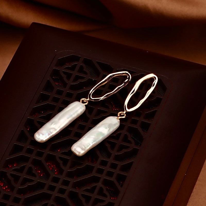 Boucles d'oreilles bougies en perles baroques d'eau douce véritables