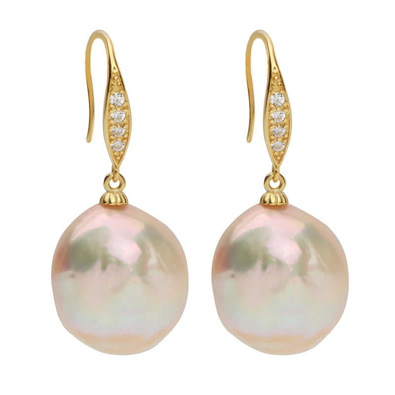 Boucles d'oreilles en perles baroques d'eau douce véritables et gouttes de rosée