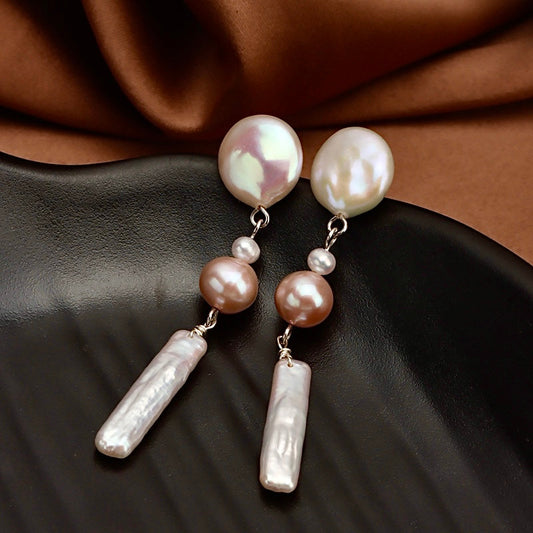 Genuine Freshwater Baroque Pearl Wind Chime Earrings