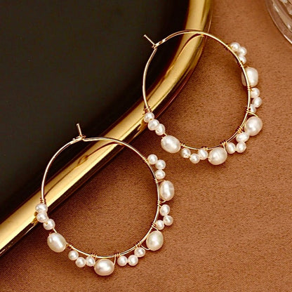 Boucles d'oreilles halo en perles baroques d'eau douce véritables