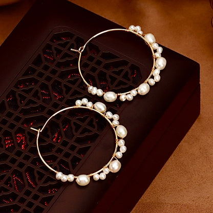 Boucles d'oreilles halo en perles baroques d'eau douce véritables