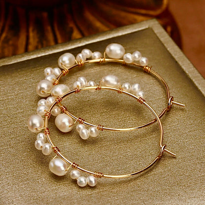 Boucles d'oreilles halo en perles baroques d'eau douce véritables