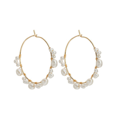 Boucles d'oreilles halo en perles baroques d'eau douce véritables