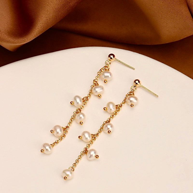 Genuine Freshwater Baroque Pearl Willow Branches Earrings