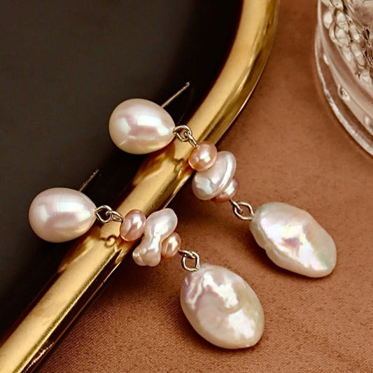 Genuine Freshwater Baroque Pearl Raspberry Earrings