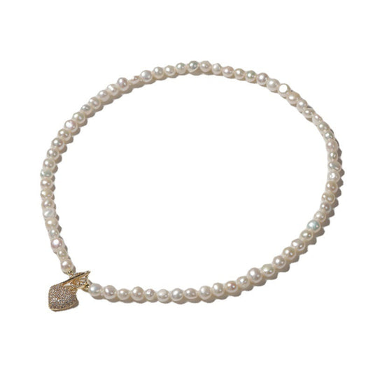 Genuine Freshwater Baroque Pearl Golden Heart Necklace
