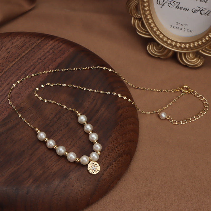 Collar de nieve con auténtica perla barroca de agua dulce