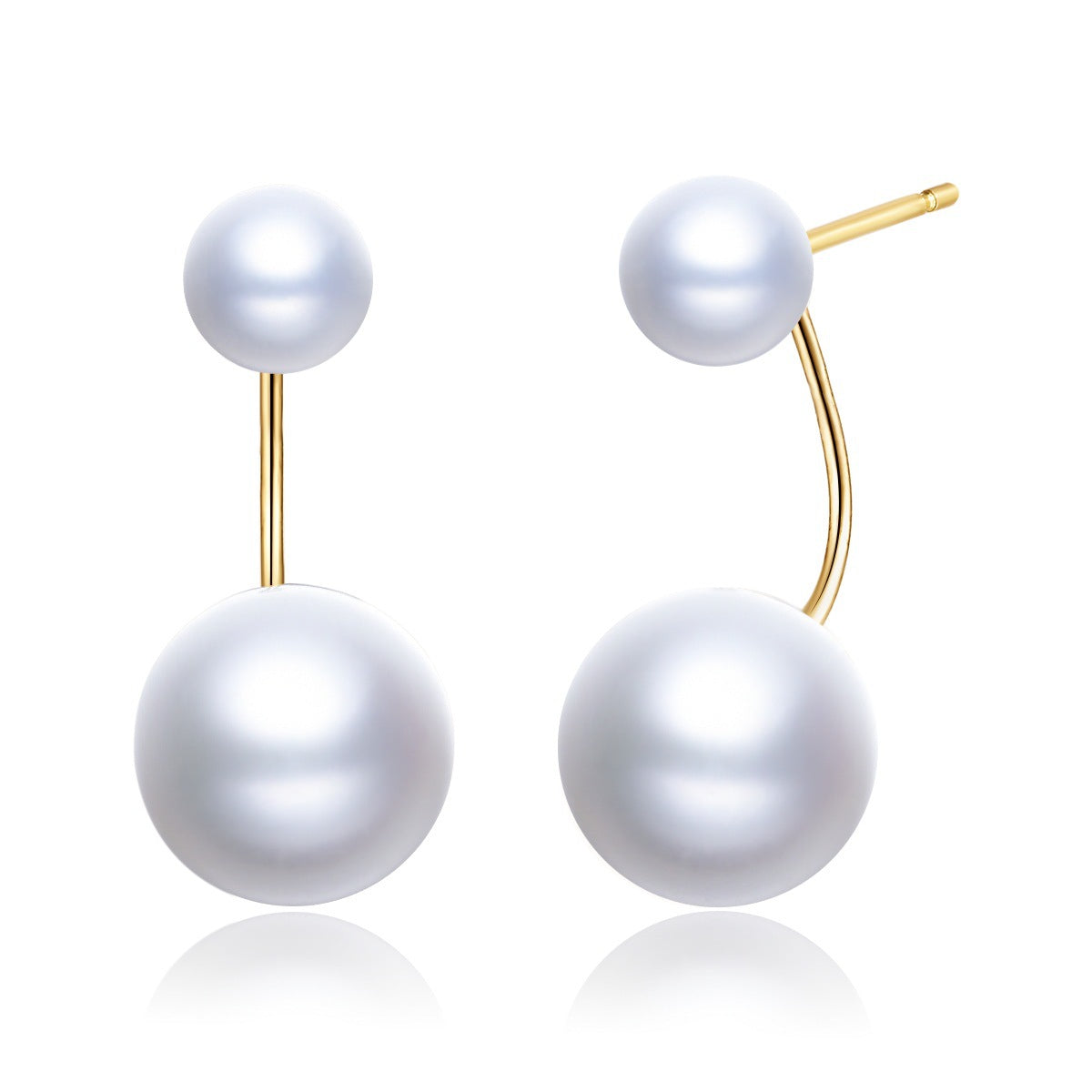 Pendientes de bulbo de perla de agua dulce genuina de oro macizo de 18 quilates