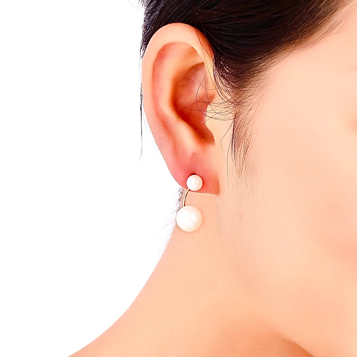 Pendientes de bulbo de perla de agua dulce genuina de oro macizo de 18 quilates