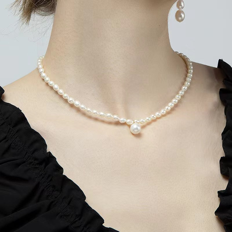Collar de corazón puro con perlas de agua dulce genuinas