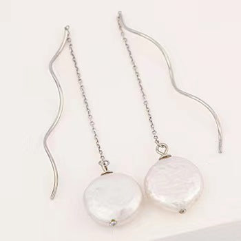 Boucles d'oreilles en argent massif S925 avec perles baroques authentiques et orgue grec