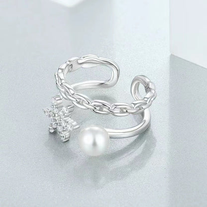 Bague étoile en perles d'eau douce véritables