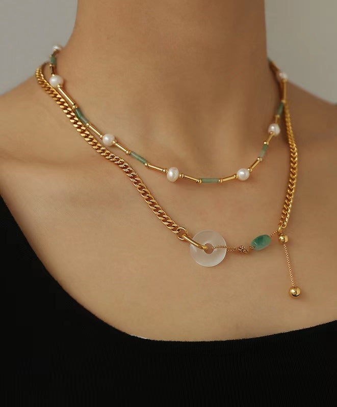 Collar de perlas de agua dulce naturales auténticas con forma de serpentina