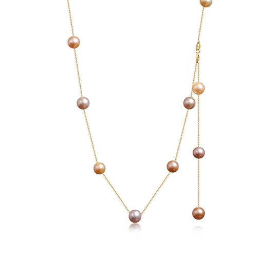 Solid 18K Gold Genuine Freshwater Pearl Alva Necklace
