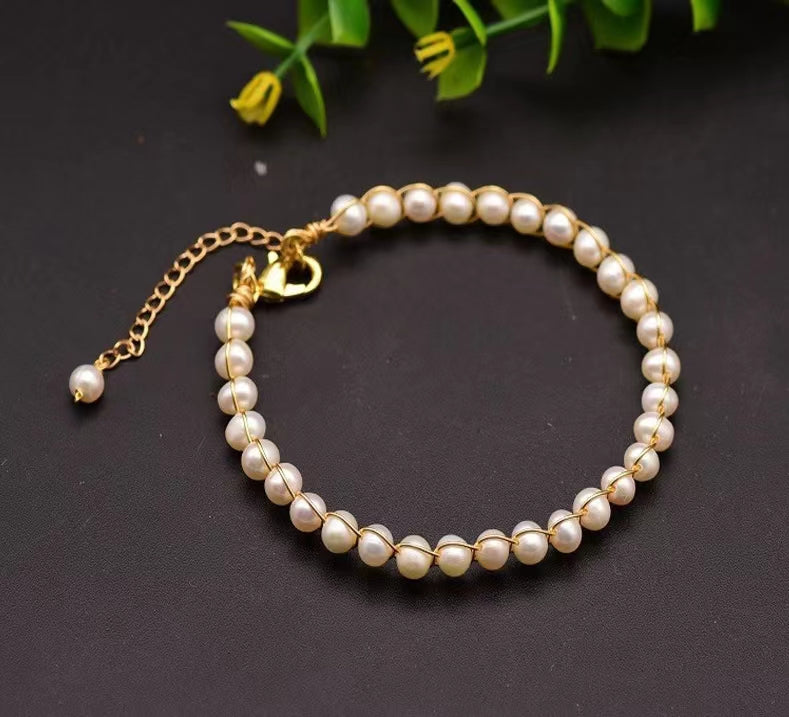 Pulsera de media perla de agua dulce auténtica (edición limitada)
