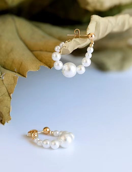 Boucles d'oreilles Lydia en véritables perles d'eau douce