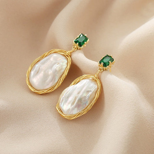 Boucles d'oreilles forêt en perles baroques d'eau douce véritables