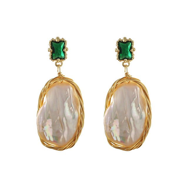 Boucles d'oreilles forêt en perles baroques d'eau douce véritables