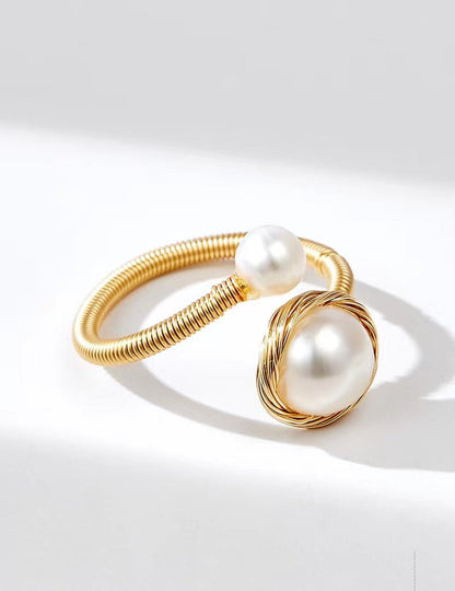 Bague Terre en véritable perle d'eau douce