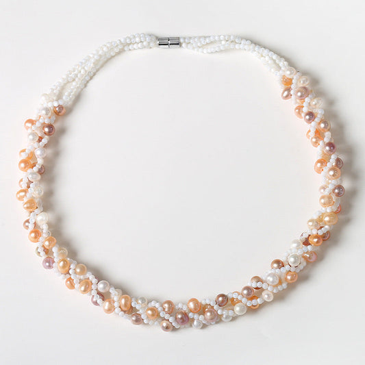 Collier et bracelet en argent massif S925 avec perles baroques authentiques et arc-en-ciel