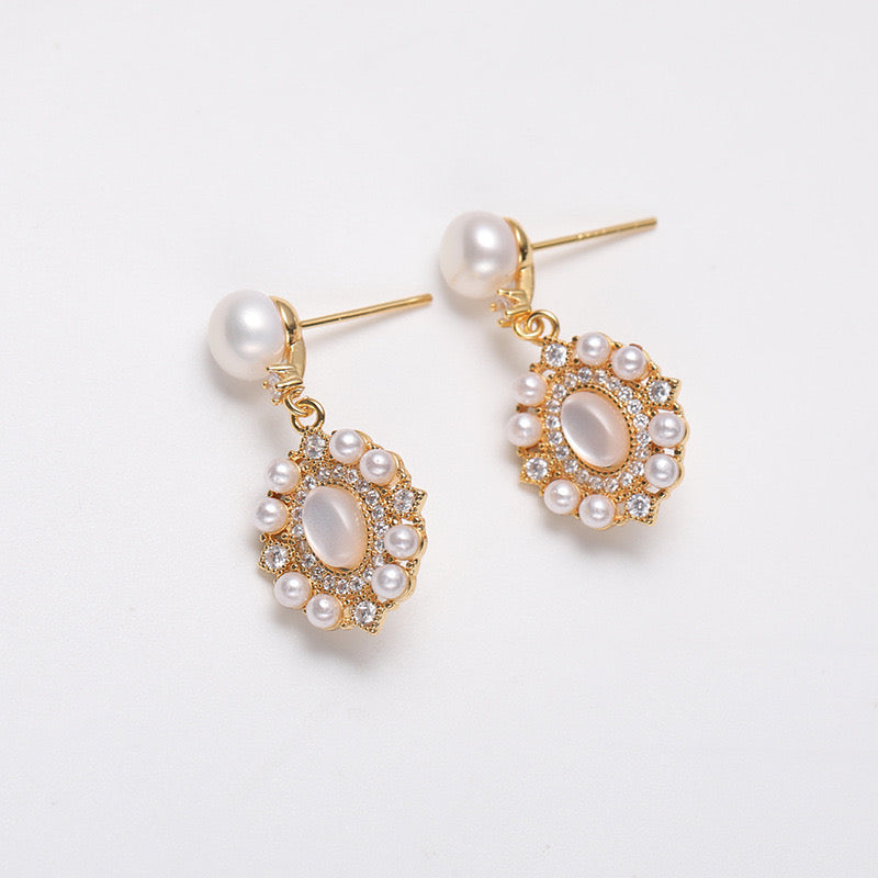 Boucles d'oreilles Whisper Window en argent massif S925 avec perles d'eau douce véritables