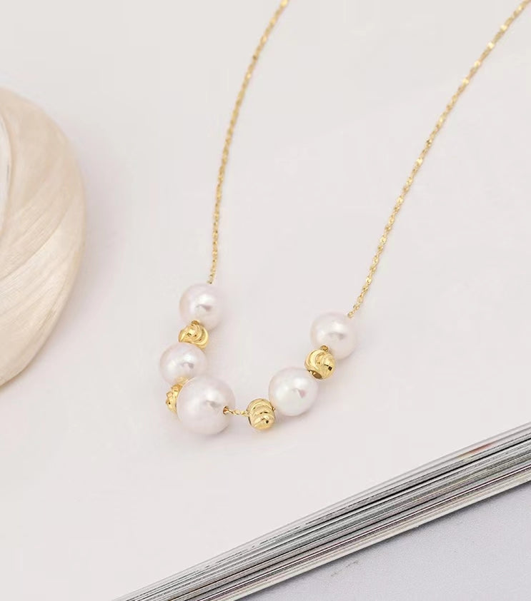 Collar del destino de plata maciza S925 con auténtica perla de agua dulce