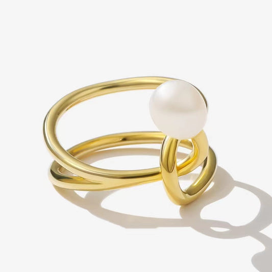 Bague nœud du destin en argent massif S925 avec perle d'eau douce véritable