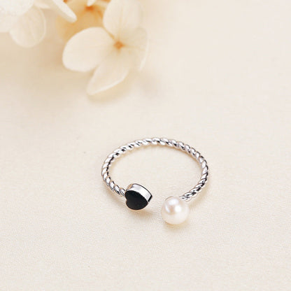 Bague cœur en laiton plaqué or 18 carats avec véritable perle d'eau douce