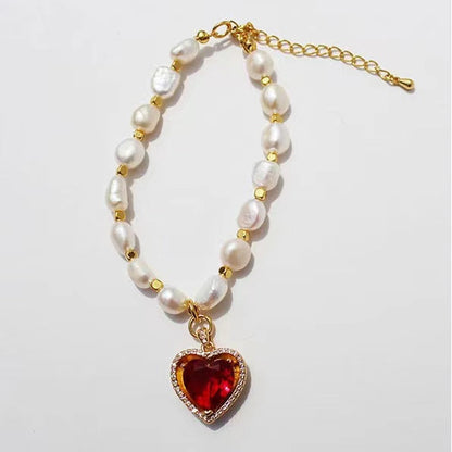 Collar de corazón arcoíris con perlas de agua dulce auténticas
