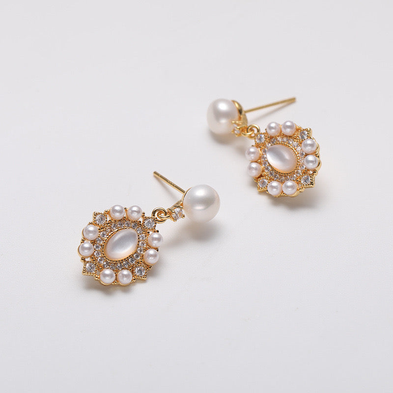 Boucles d'oreilles Whisper Window en argent massif S925 avec perles d'eau douce véritables