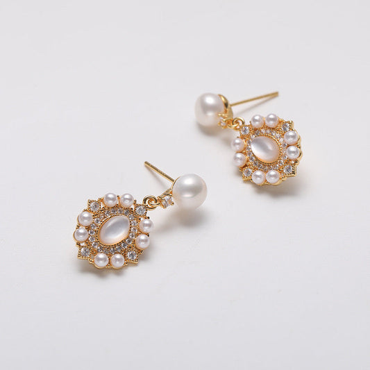Boucles d'oreilles Whisper Window en argent massif S925 avec perles d'eau douce véritables