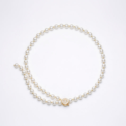 Collar de plata maciza S925 con perlas de agua dulce auténticas