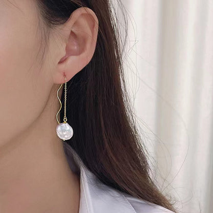 Genuine Baroque Pearl S925 Silver Greek Organ Earrings
