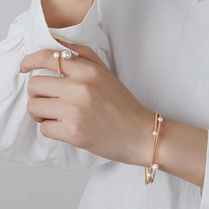Bague Terre en véritable perle d'eau douce