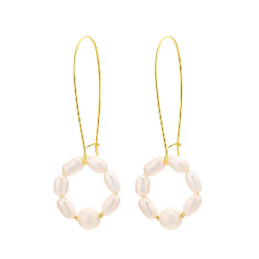 Boucles d'oreilles en argent massif S925 avec perles d'eau douce véritables et lys oscillants