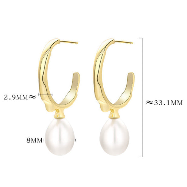 Genuine Baroque Pearl S925 Silver Bird Bone Earrings