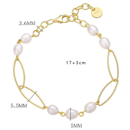 Bracelet boucle Dream en argent massif S925 avec véritable perle d'eau douce