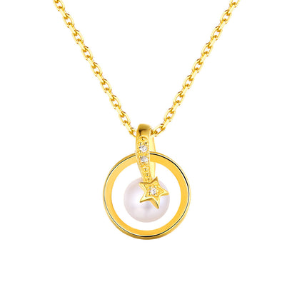 S925 Sliver Genuine Natural Freshwater Pearl Mini Planet Pendant