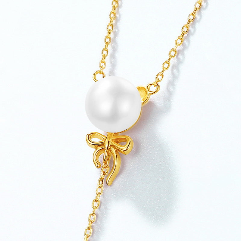 Collar con forma de globo y oso de perla de agua dulce natural genuina