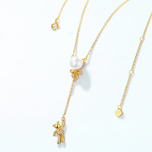 Collier ballon en perles d'eau douce naturelles authentiques et adorables