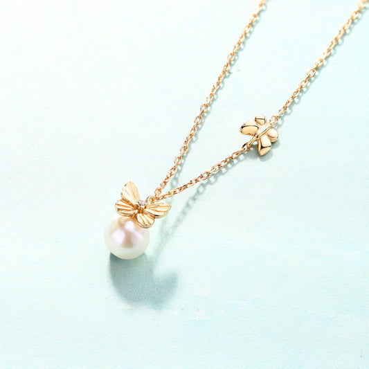 Collier papillons volants en perles d'eau douce naturelles authentiques